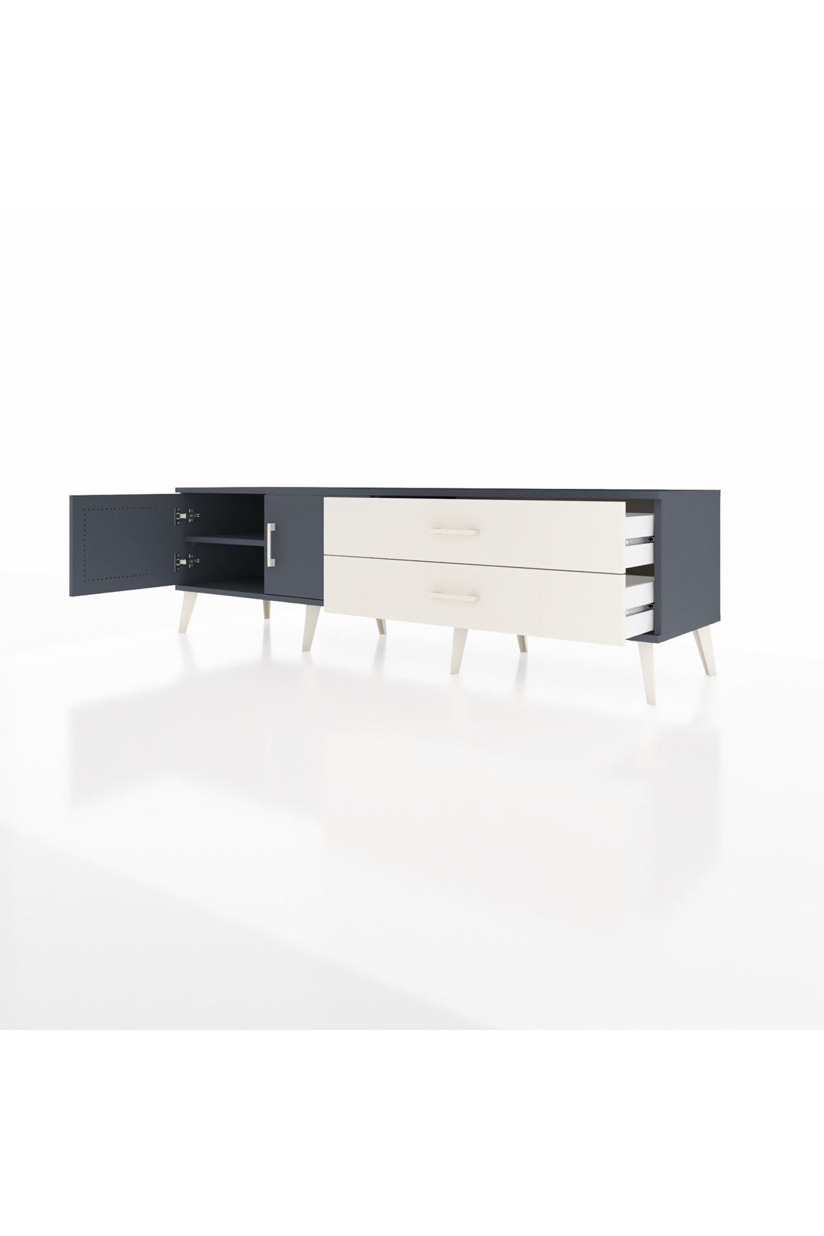 Hyperion TV Ünitesi Tek Raflı 2 Çekmeceli 2 Kapaklı 176x44x51 Antrasit-Antrasit/Aytaşı