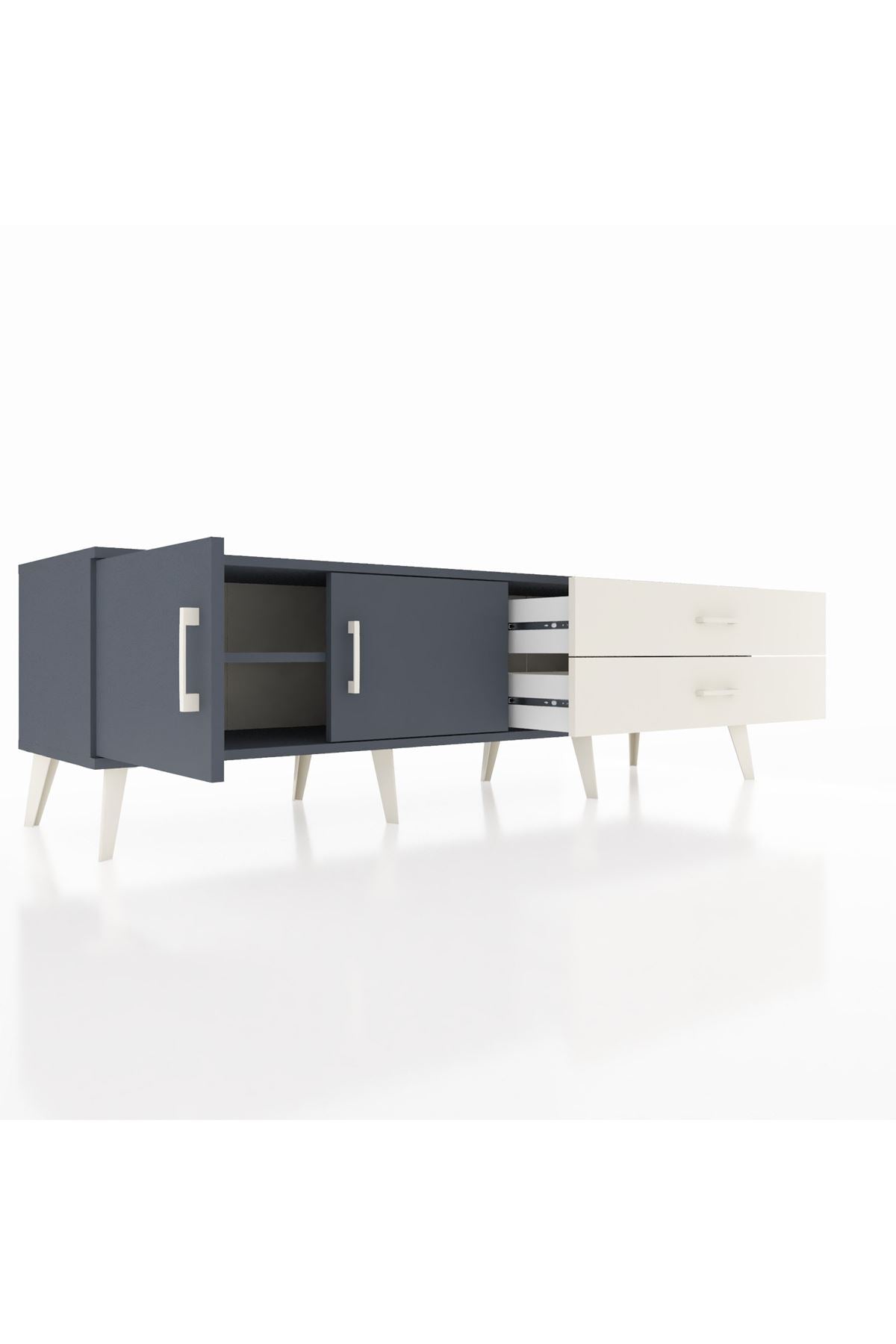 Hyperion TV Ünitesi Tek Raflı 2 Çekmeceli 2 Kapaklı 176x44x51 Antrasit-Antrasit/Aytaşı