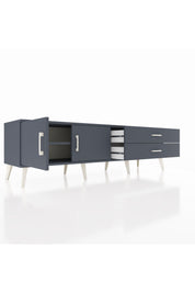 Hyperion TV Ünitesi Tek Raflı 2 Çekmeceli 2 Kapaklı 176x44x51 Antrasit-Antrasit/Antrasit