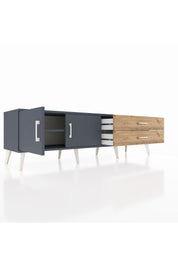 Hyperion TV Ünitesi Tek Raflı 2 Çekmeceli 2 Kapaklı 176x44x51 Antrasit-Antrasit/Çam