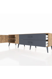 Hyperion TV Ünitesi Tek Raflı 2 Çekmeceli 2 Kapaklı 176x44x51 Çam-Çam/Antrasit