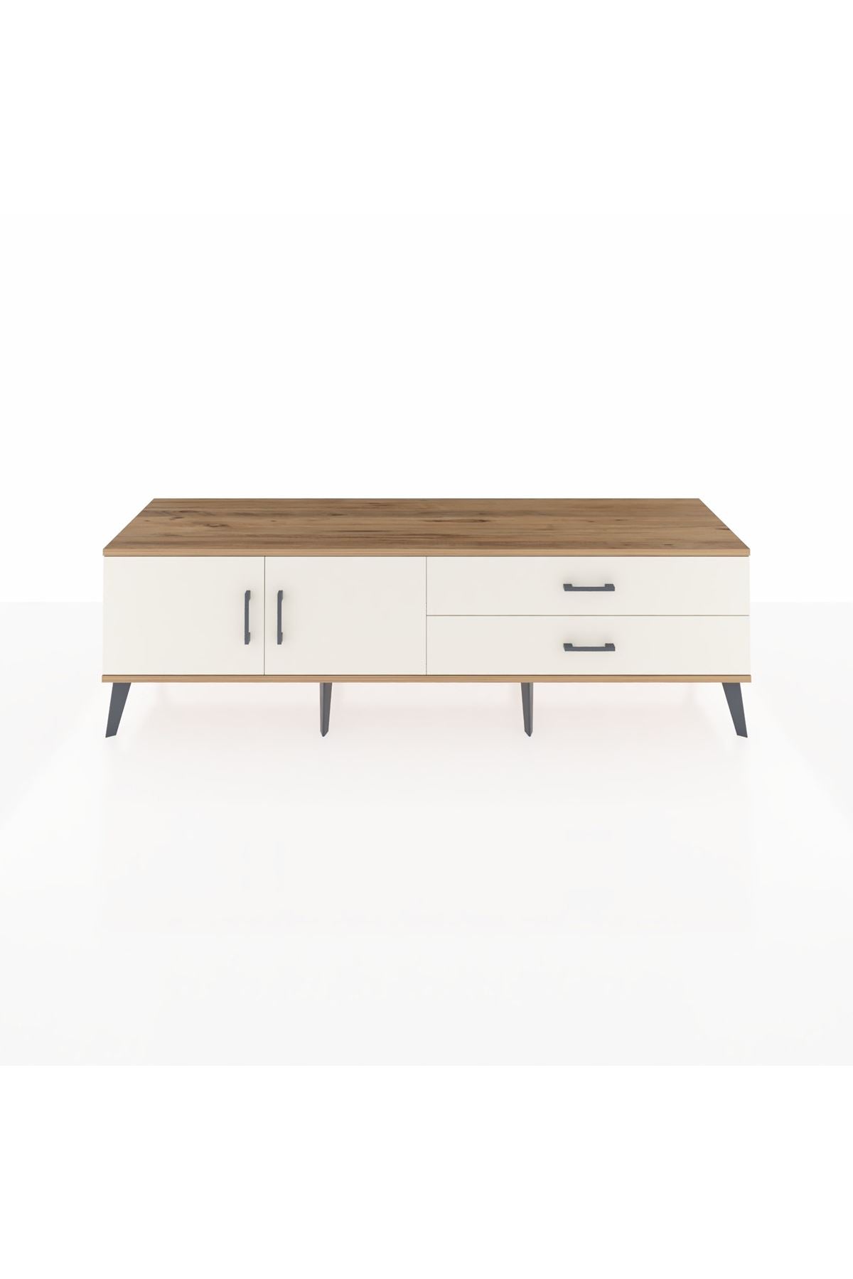 Hyperion TV Ünitesi Tek Raflı 2 Çekmeceli 2 Kapaklı 176x44x51 Çam-Aytaşı/Aytaşı