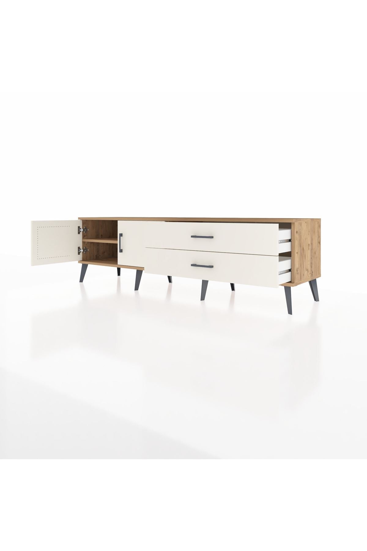 Hyperion TV Ünitesi Tek Raflı 2 Çekmeceli 2 Kapaklı 176x44x51 Çam-Aytaşı/Aytaşı