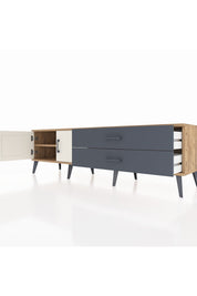 Hyperion TV Ünitesi Tek Raflı 2 Çekmeceli 2 Kapaklı 176x44x51 Çam-Aytaşı/Antrasit