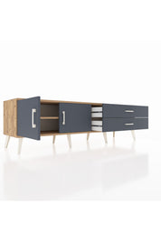 Hyperion TV Ünitesi Tek Raflı 2 Çekmeceli 2 Kapaklı 176x44x51 Çam-Antrasit/Antrasit