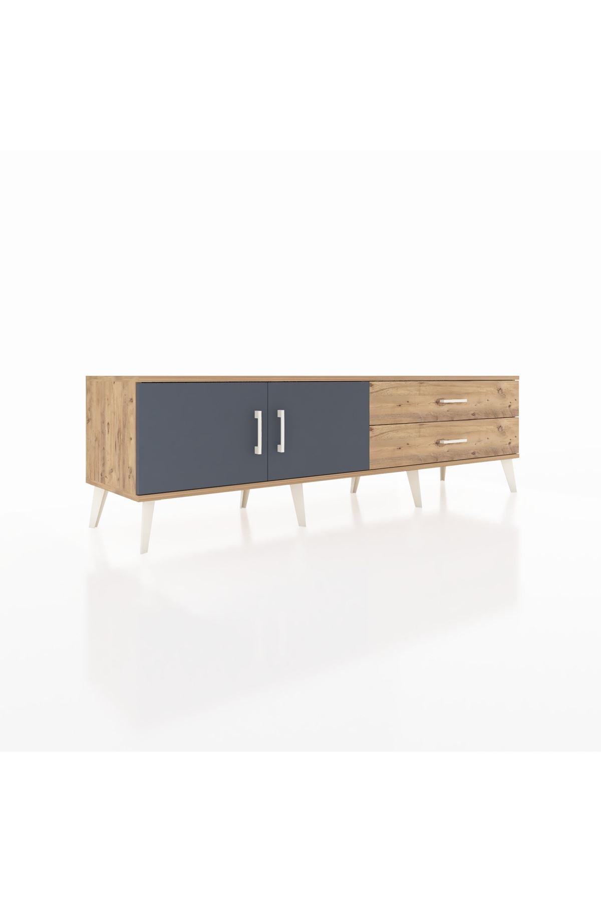 Hyperion TV Ünitesi Tek Raflı 2 Çekmeceli 2 Kapaklı 176x44x51 Çam-Antrasit/Çam