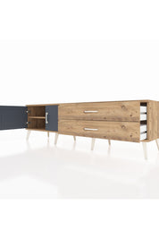 Hyperion TV Ünitesi Tek Raflı 2 Çekmeceli 2 Kapaklı 176x44x51 Çam-Antrasit/Çam