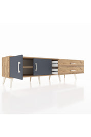 Hyperion TV Ünitesi Tek Raflı 2 Çekmeceli 2 Kapaklı 176x44x51 Çam-Antrasit/Çam