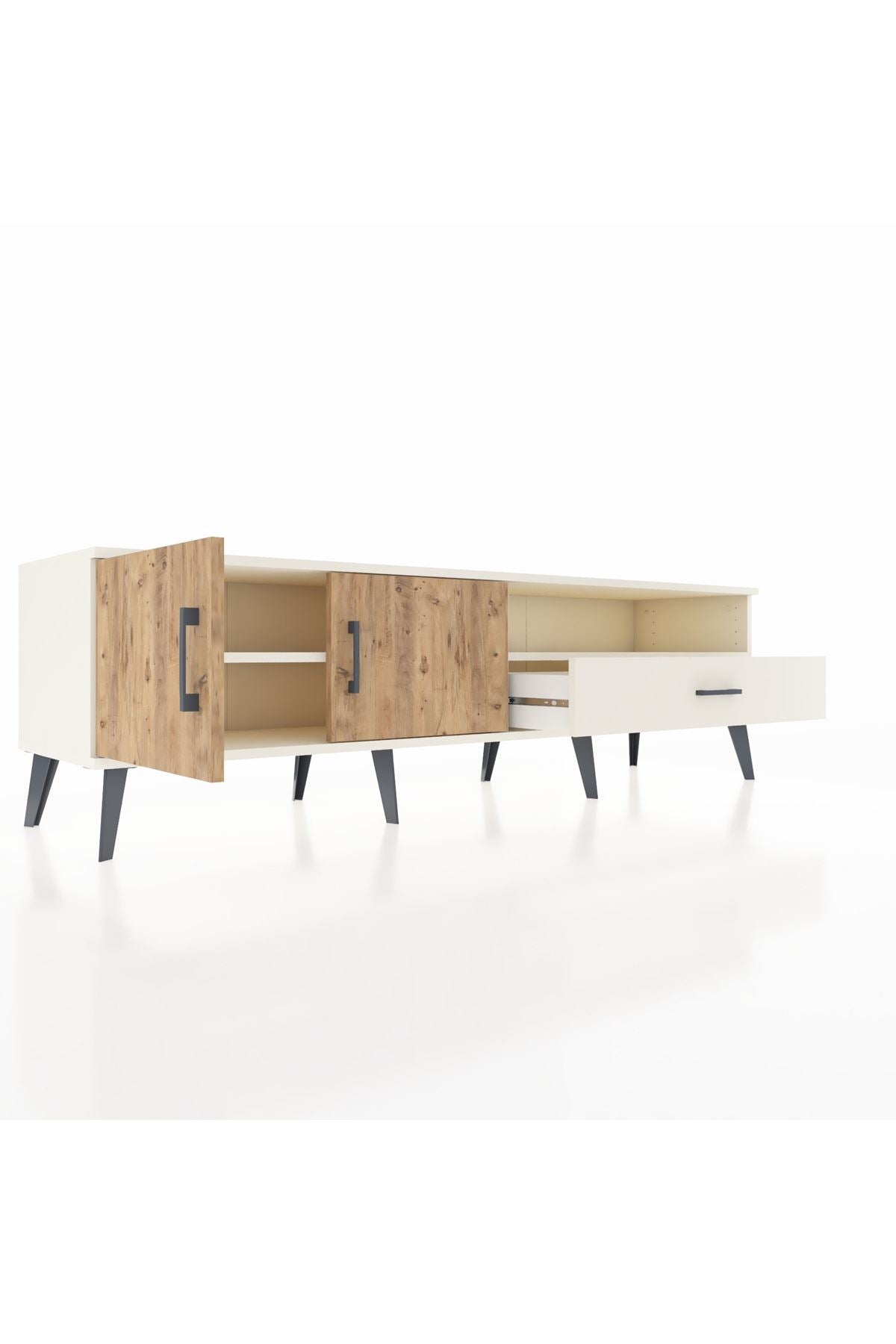 Hyperion TV Ünitesi 2 Raflı Tek Çekmeceli 2 Kapaklı 176x44x51 Aytaşı-Çam/Aytaşı