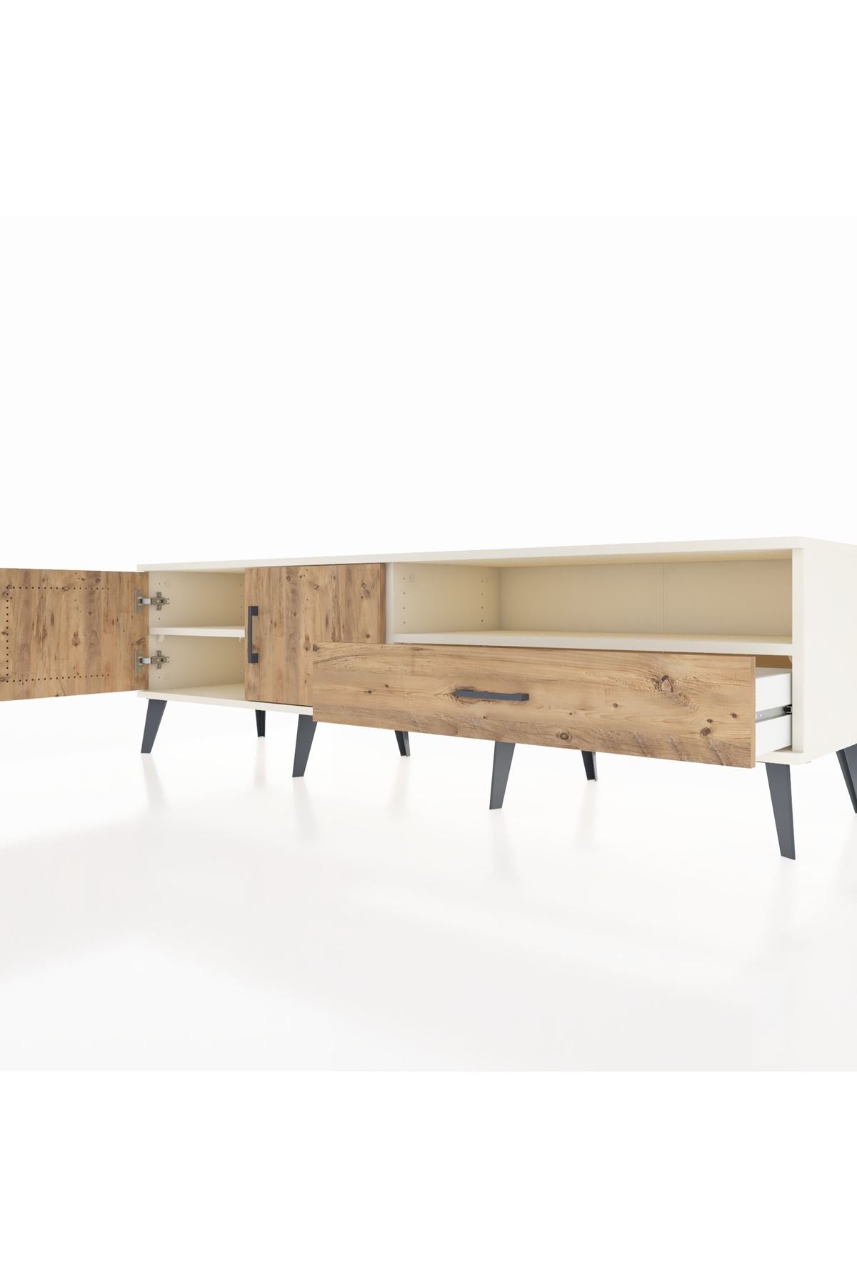 Hyperion TV Ünitesi 2 Raflı Tek Çekmeceli 2 Kapaklı 176x44x51 Aytaşı-Çam/Çam