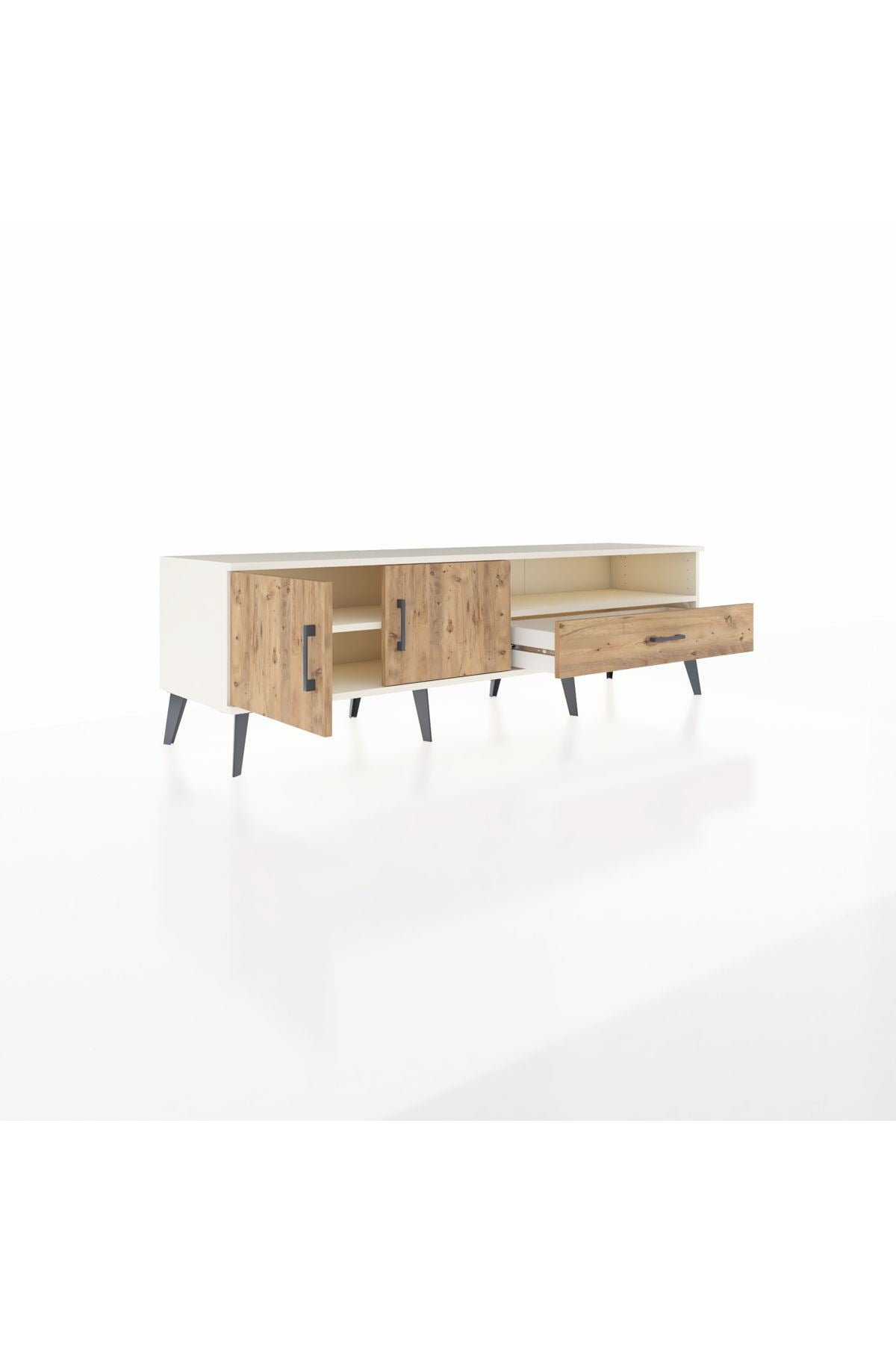 Hyperion TV Ünitesi 2 Raflı Tek Çekmeceli 2 Kapaklı 176x44x51 Aytaşı-Çam/Çam