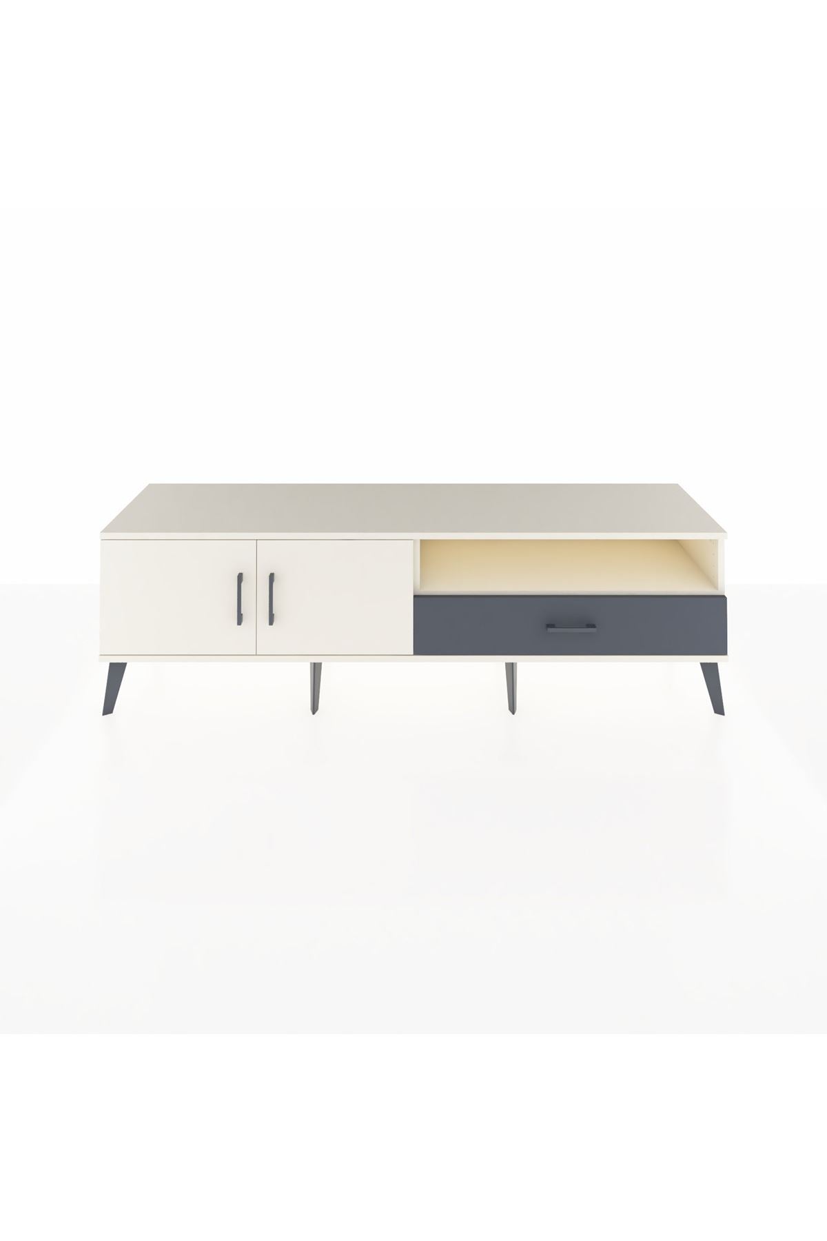 Hyperion TV Ünitesi 2 Raflı Tek Çekmeceli 2 Kapaklı 176x44x51 Aytaşı-Aytaşı/Antrasit