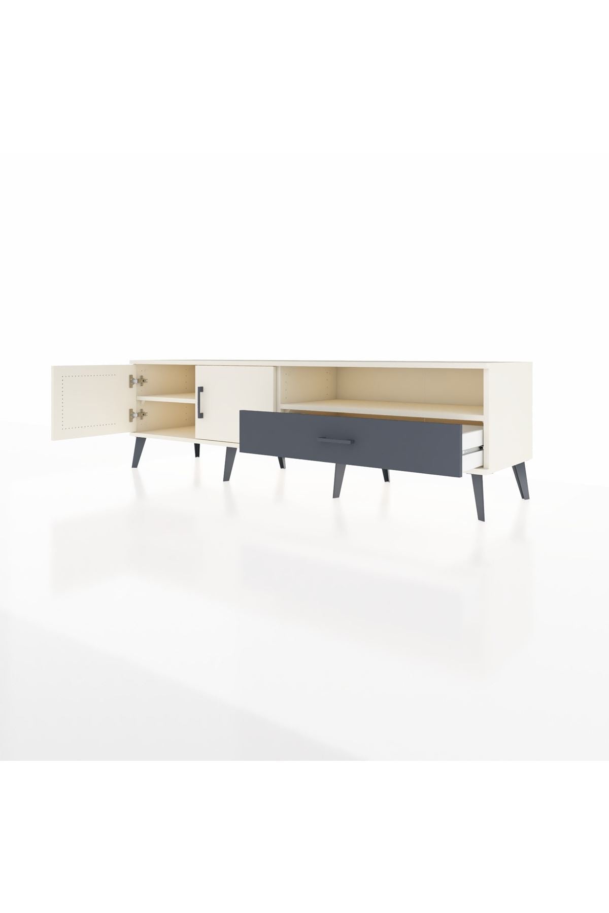 Hyperion TV Ünitesi 2 Raflı Tek Çekmeceli 2 Kapaklı 176x44x51 Aytaşı-Aytaşı/Antrasit