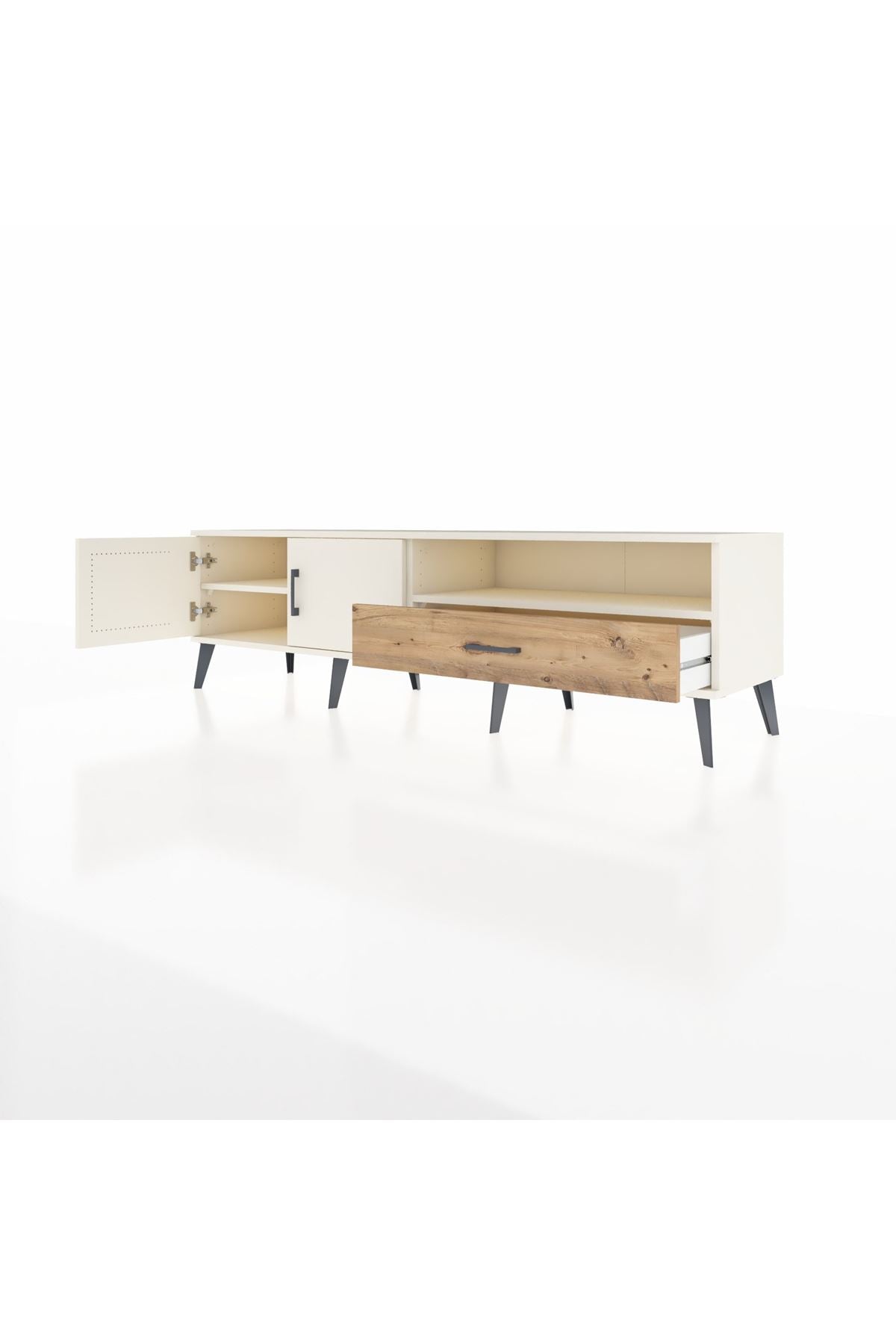 Hyperion TV Ünitesi 2 Raflı Tek Çekmeceli 2 Kapaklı 176x44x51 Aytaşı-Aytaşı/Çam