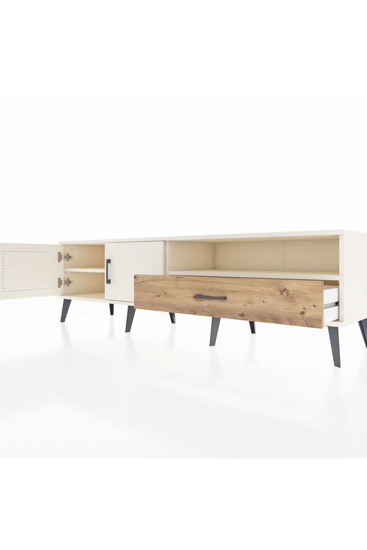 Hyperion TV Ünitesi 2 Raflı Tek Çekmeceli 2 Kapaklı 176x44x51 Aytaşı-Aytaşı/Çam