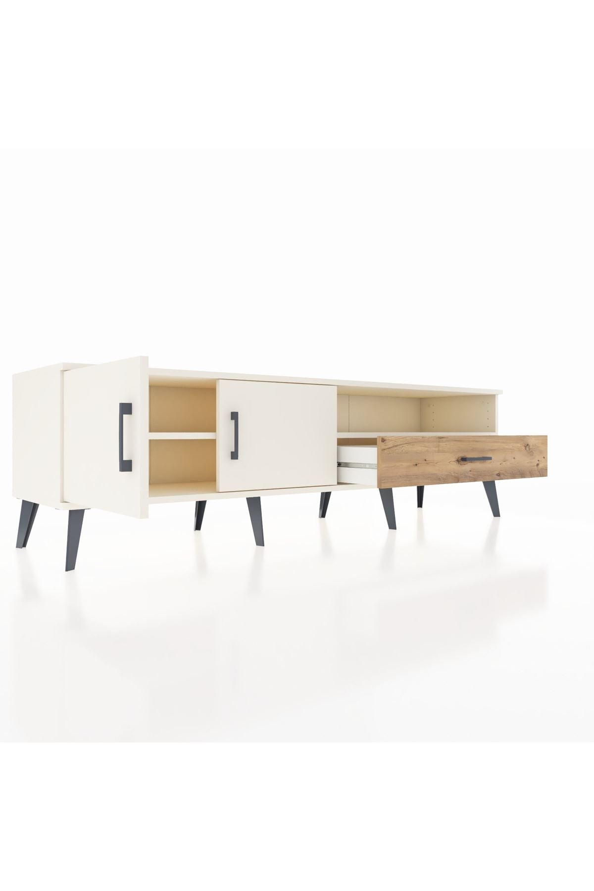 Hyperion TV Ünitesi 2 Raflı Tek Çekmeceli 2 Kapaklı 176x44x51 Aytaşı-Aytaşı/Çam