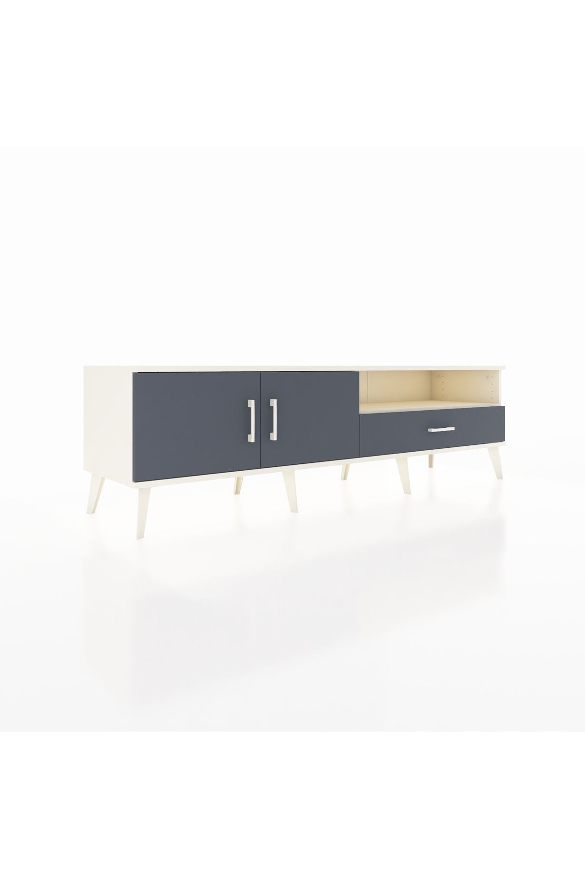 Hyperion TV Ünitesi 2 Raflı Tek Çekmeceli 2 Kapaklı 176x44x51 Aytaşı-Antrasit/Antrasit