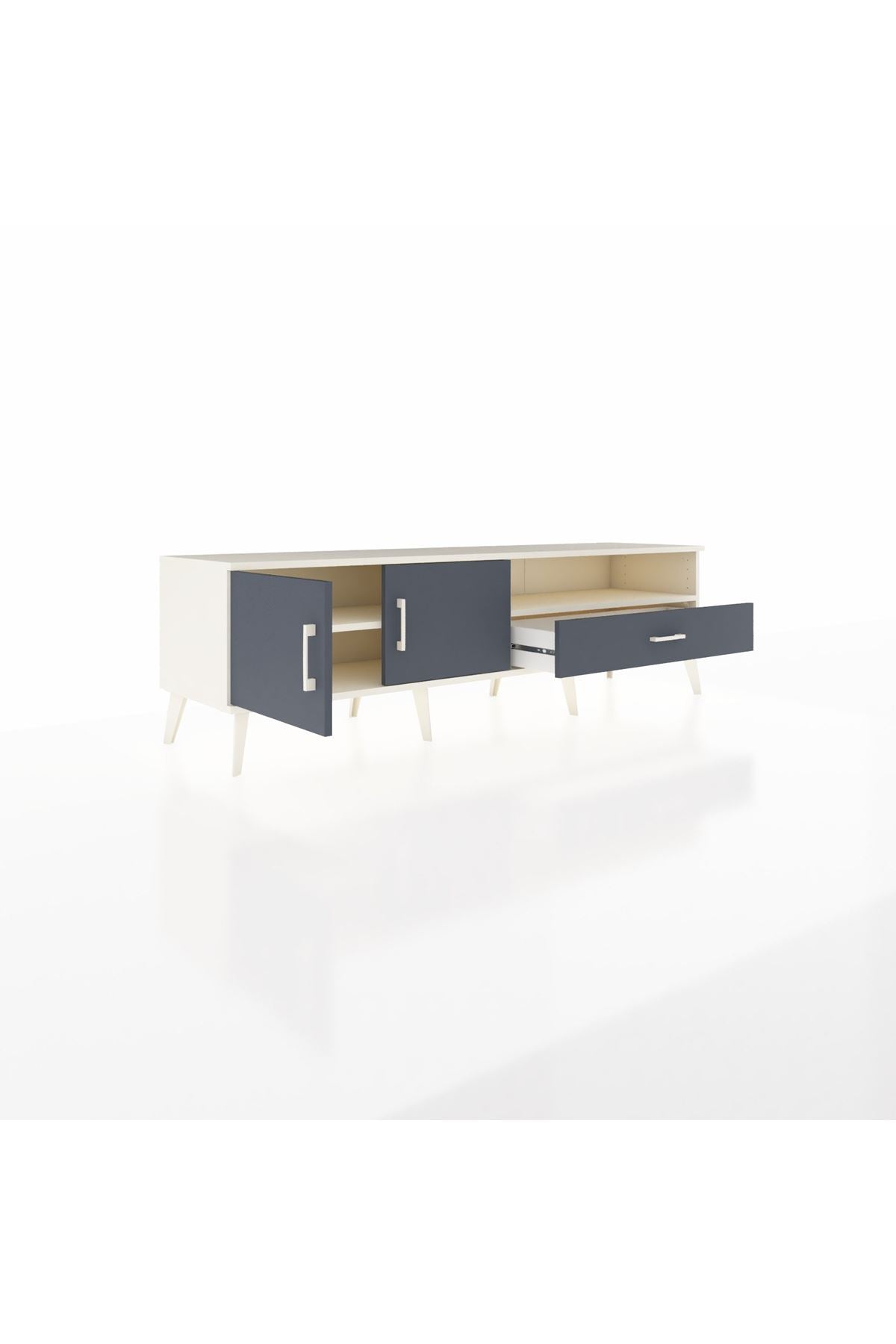 Hyperion TV Ünitesi 2 Raflı Tek Çekmeceli 2 Kapaklı 176x44x51 Aytaşı-Antrasit/Antrasit