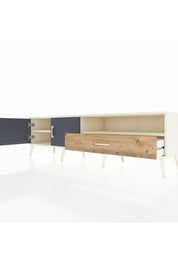 Hyperion TV Ünitesi 2 Raflı Tek Çekmeceli 2 Kapaklı 176x44x51 Aytaşı-Antrasit/Çam