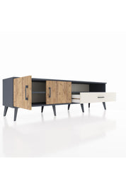 Hyperion TV Ünitesi 2 Raflı Tek Çekmeceli 2 Kapaklı 176x44x51 Antrasit-Çam/Aytaşı