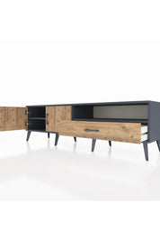 Hyperion TV Ünitesi 2 Raflı Tek Çekmeceli 2 Kapaklı 176x44x51 Antrasit-Çam/Çam