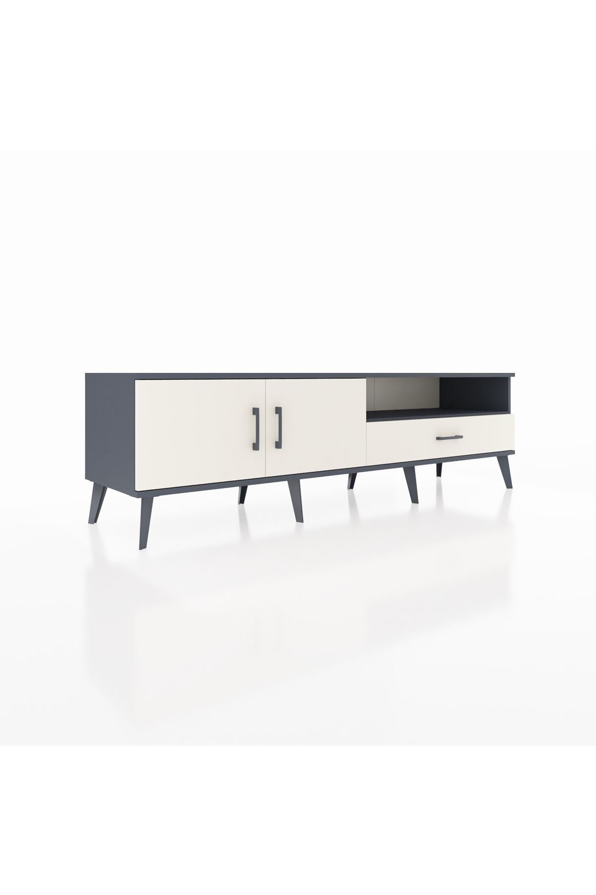 Hyperion TV Ünitesi 2 Raflı Tek Çekmeceli 2 Kapaklı 176x44x51 Antrasit-Aytaşı/Aytaşı