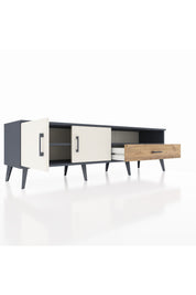 Hyperion TV Ünitesi 2 Raflı Tek Çekmeceli 2 Kapaklı 176x44x51 Antrasit-Aytaşı/Çam