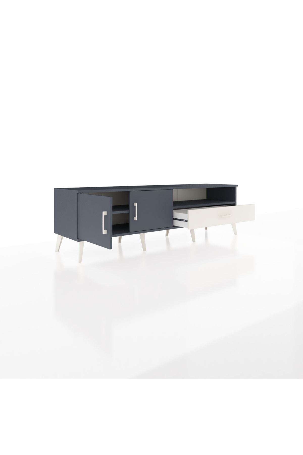 Hyperion TV Ünitesi 2 Raflı Tek Çekmeceli 2 Kapaklı 176x44x51 Antrasit-Antrasit/Aytaşı