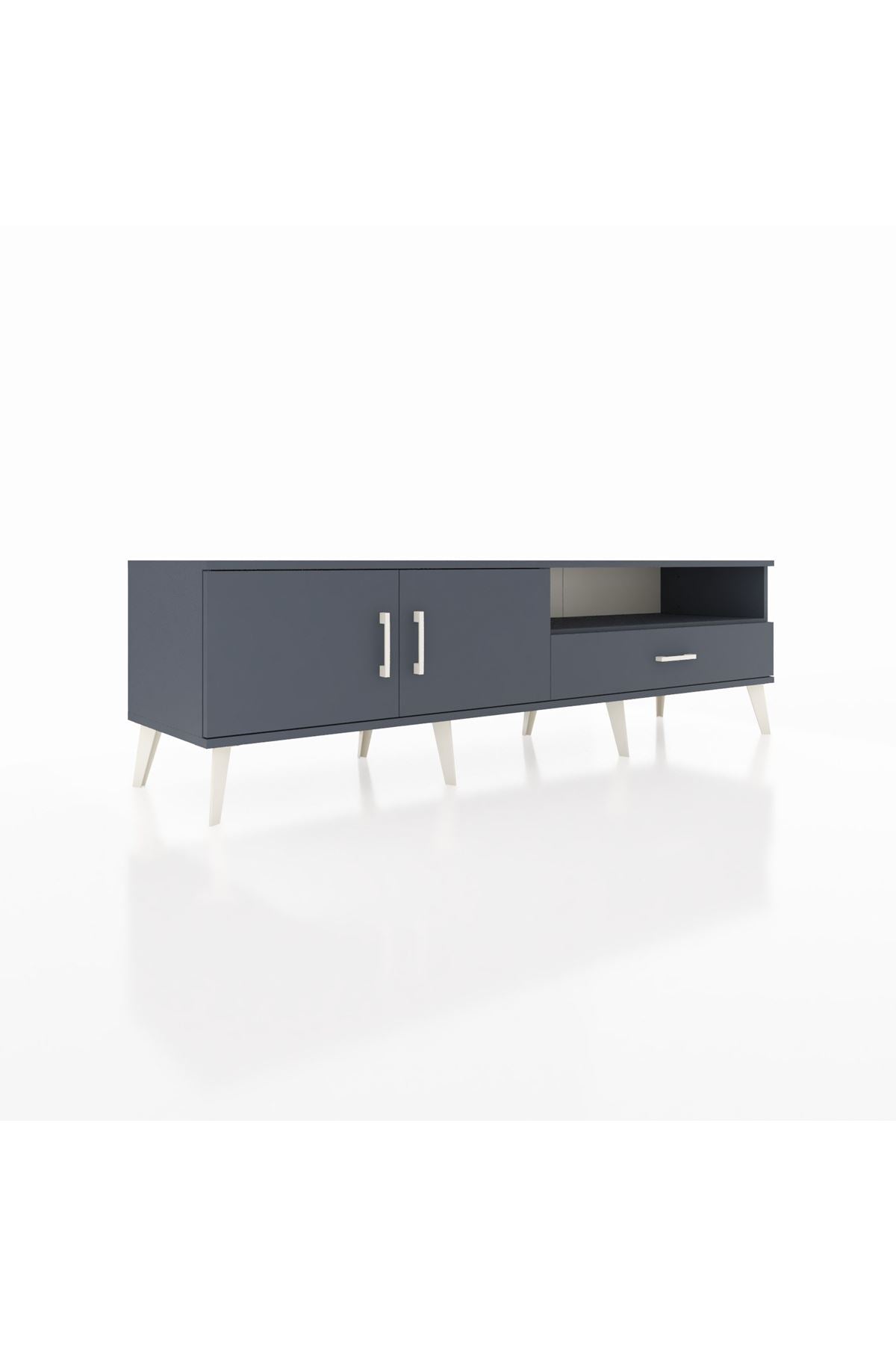 Hyperion TV Ünitesi 2 Raflı Tek Çekmeceli 2 Kapaklı 176x44x51 Antrasit-Antrasit/Antrasit