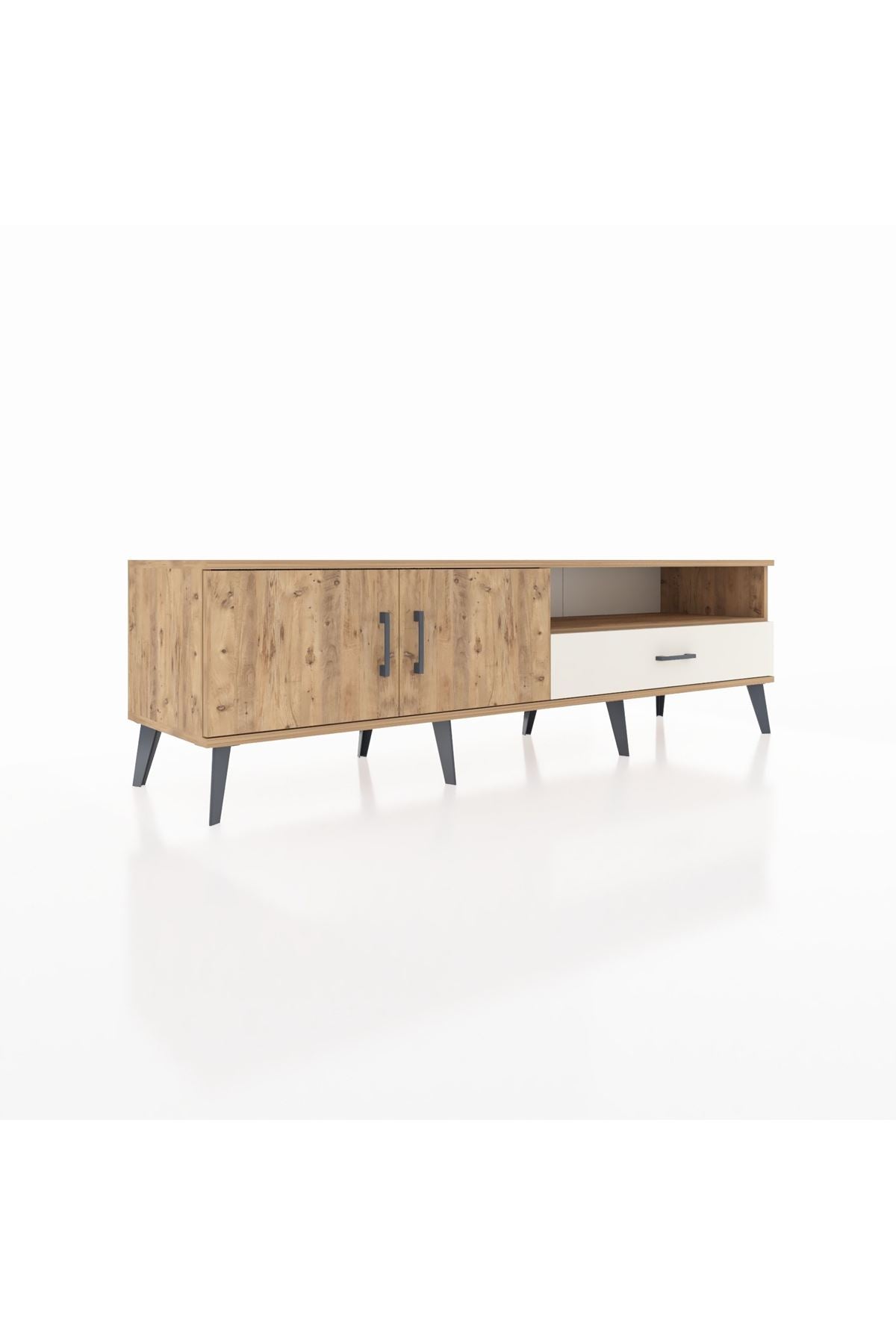 Hyperion TV Ünitesi 2 Raflı Tek Çekmeceli 2 Kapaklı 176x44x51 Çam-Çam/Aytaşı