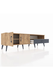 Hyperion TV Ünitesi 2 Raflı Tek Çekmeceli 2 Kapaklı 176x44x51 Çam-Çam/Antrasit