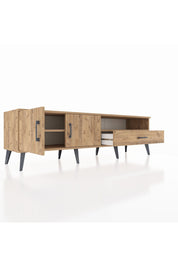 Hyperion TV Ünitesi 2 Raflı Tek Çekmeceli 2 Kapaklı 176x44x51 Çam-Çam/Çam