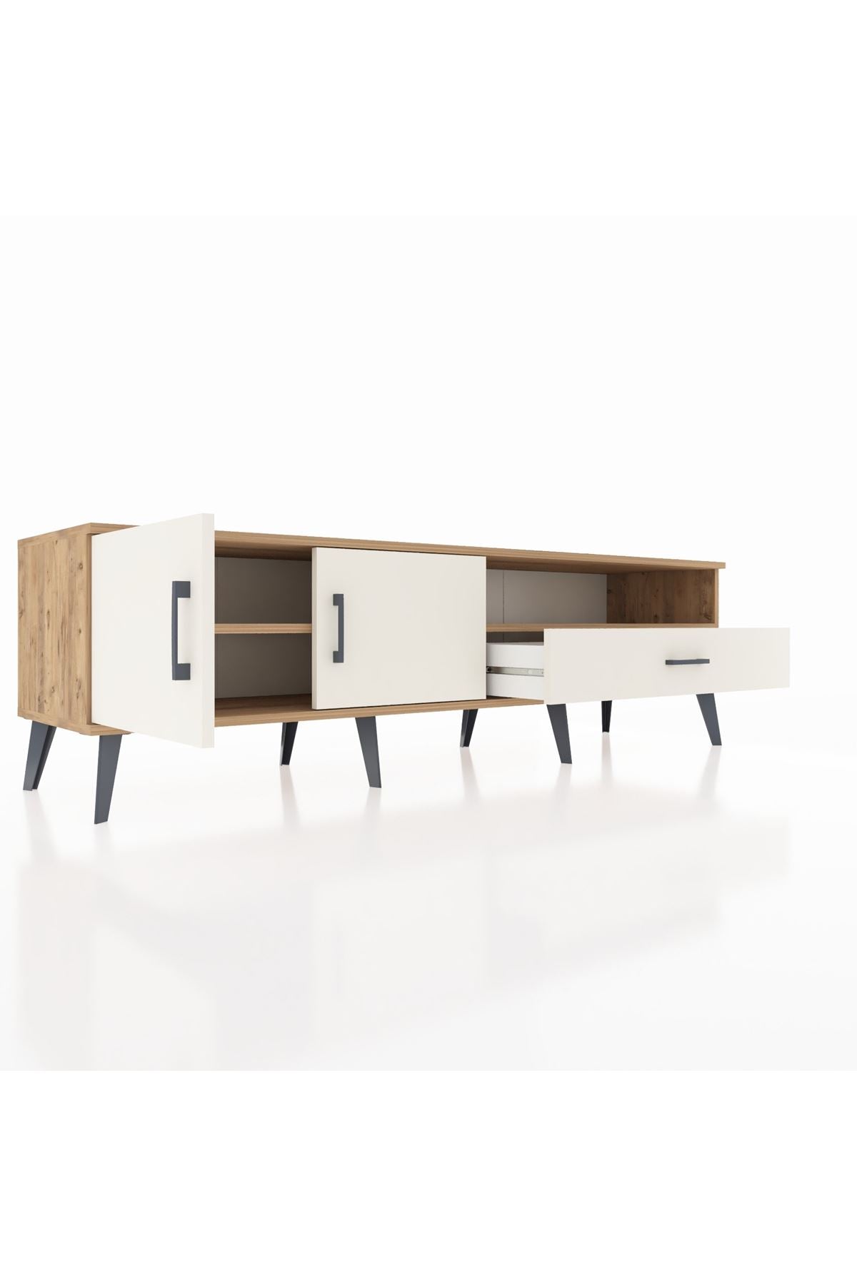 Hyperion TV Ünitesi 2 Raflı Tek Çekmeceli 2 Kapaklı 176x44x51 Çam-Aytaşı/Aytaşı