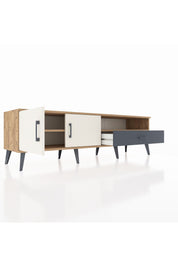 Hyperion TV Ünitesi 2 Raflı Tek Çekmeceli 2 Kapaklı 176x44x51 Çam-Aytaşı/Antrasit