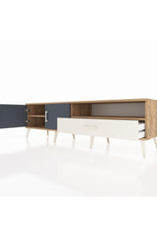 Hyperion TV Ünitesi 2 Raflı Tek Çekmeceli 2 Kapaklı 176x44x51 Çam-Antrasit/Aytaşı