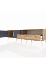 Hyperion TV Ünitesi 2 Raflı Tek Çekmeceli 2 Kapaklı 176x44x51 Çam-Antrasit/Çam