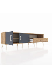 Hyperion TV Ünitesi 2 Raflı Tek Çekmeceli 2 Kapaklı 176x44x51 Çam-Antrasit/Çam