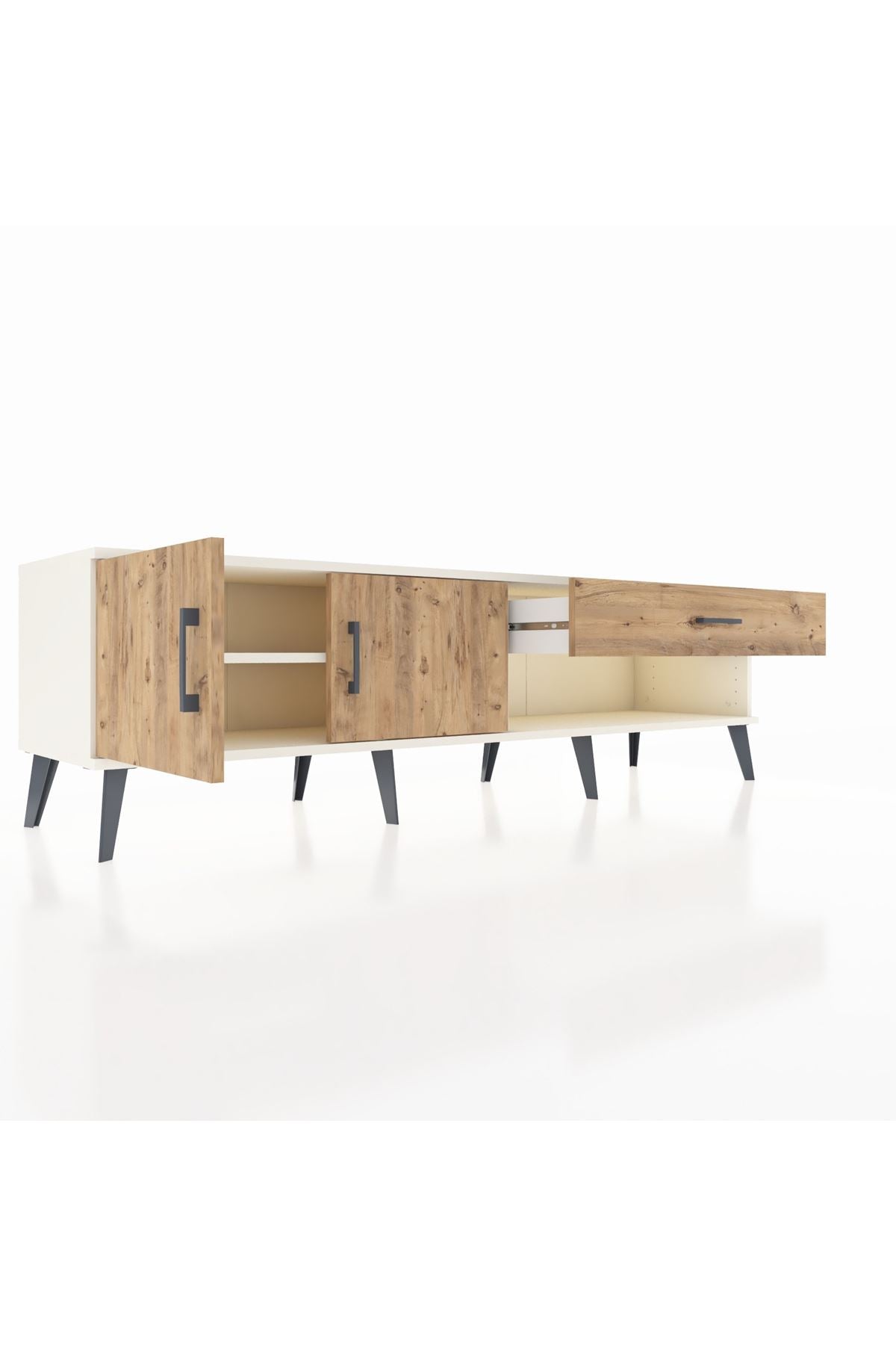 Hyperion TV Ünitesi Tek Raflı Tek Çekmeceli 2 Kapaklı 176x44x51 Aytaşı-Çam/Çam