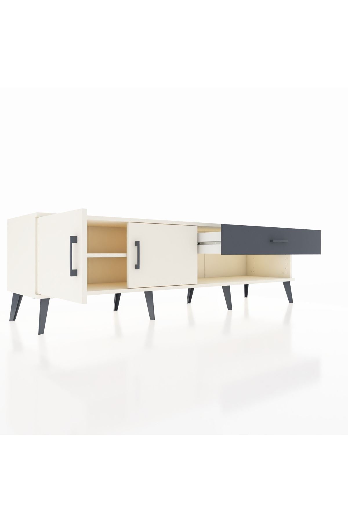 Hyperion TV Ünitesi Tek Raflı Tek Çekmeceli 2 Kapaklı 176x44x51 Aytaşı-Aytaşı/Antrasit