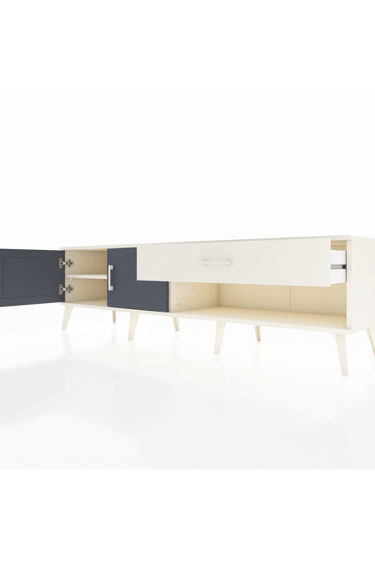 Hyperion TV Ünitesi Tek Raflı Tek Çekmeceli 2 Kapaklı 176x44x51 Aytaşı-Antrasit/Aytaşı