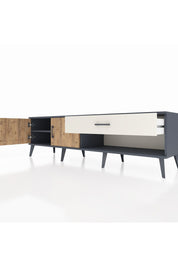 Hyperion TV Ünitesi Tek Raflı Tek Çekmeceli 2 Kapaklı 176x44x51 Antrasit-Çam/Aytaşı