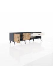 Hyperion TV Ünitesi Tek Raflı Tek Çekmeceli 2 Kapaklı 176x44x51 Antrasit-Çam/Aytaşı