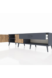 Hyperion TV Ünitesi Tek Raflı Tek Çekmeceli 2 Kapaklı 176x44x51 Antrasit-Çam/Antrasit