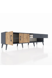 Hyperion TV Ünitesi Tek Raflı Tek Çekmeceli 2 Kapaklı 176x44x51 Antrasit-Çam/Antrasit