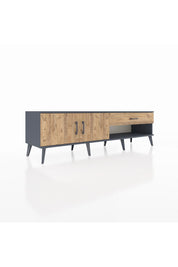 Hyperion TV Ünitesi Tek Raflı Tek Çekmeceli 2 Kapaklı 176x44x51 Antrasit-Çam/Çam