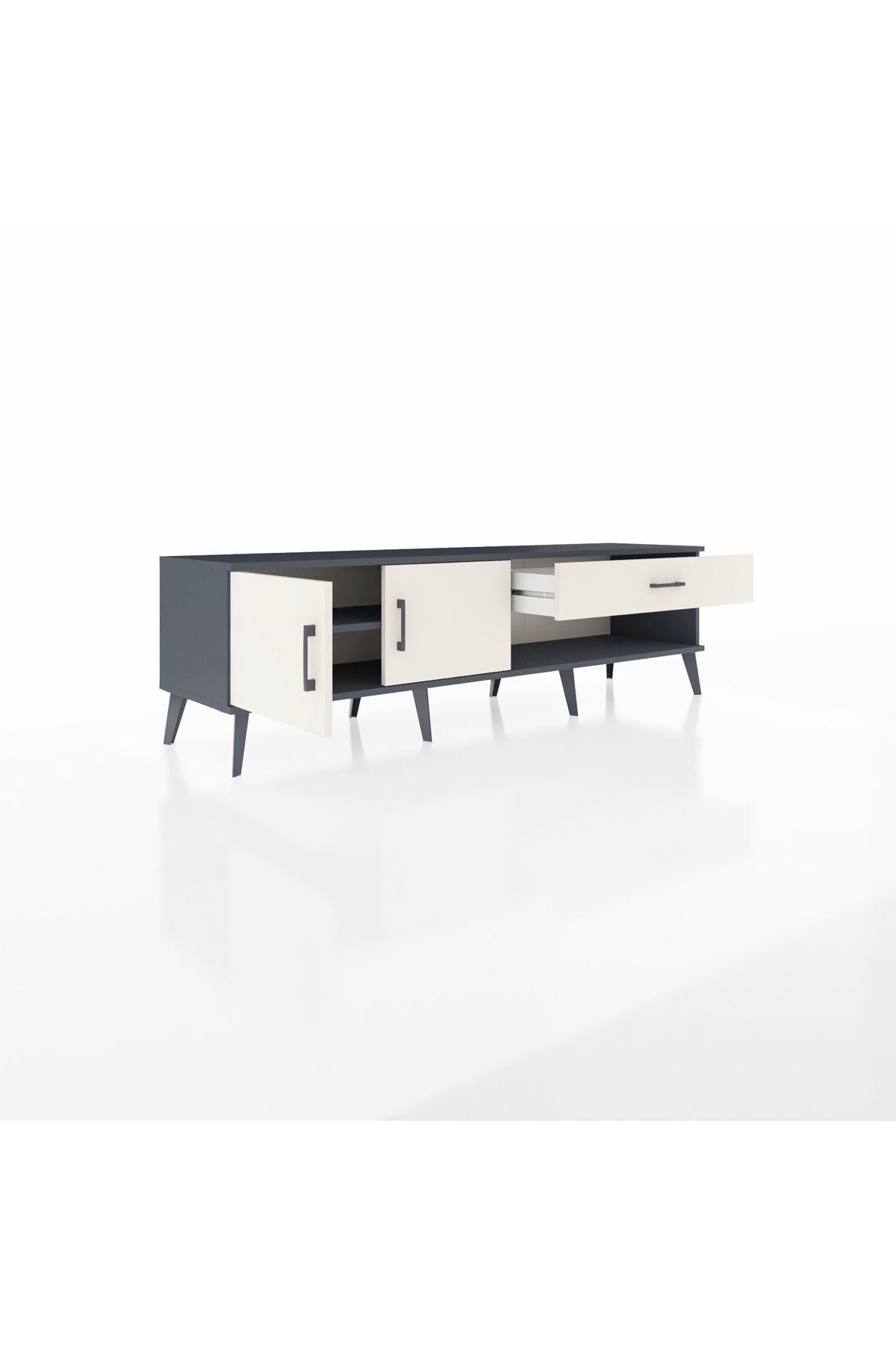 Hyperion TV Ünitesi Tek Raflı Tek Çekmeceli 2 Kapaklı 176x44x51 Antrasit-Aytaşı/Aytaşı