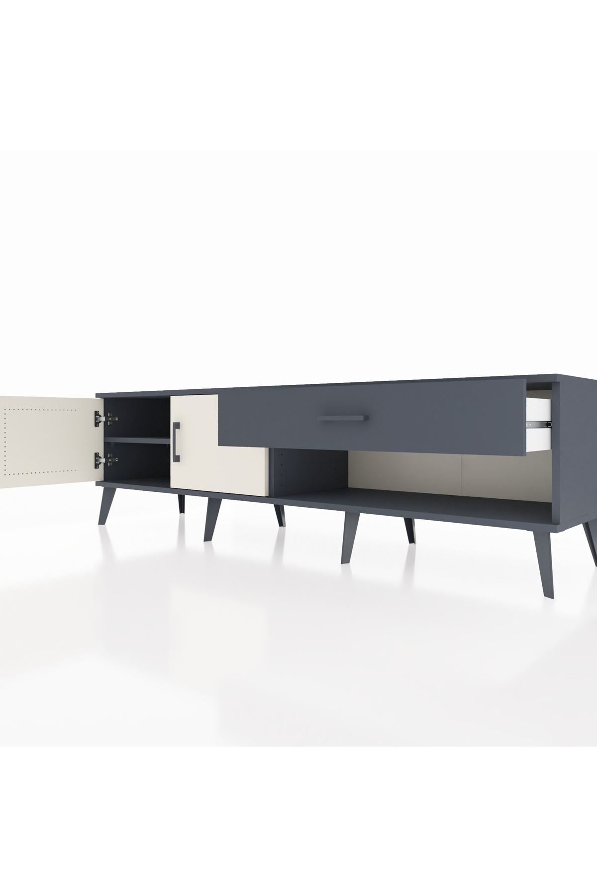 Hyperion TV Ünitesi Tek Raflı Tek Çekmeceli 2 Kapaklı 176x44x51 Antrasit-Aytaşı/Antrasit