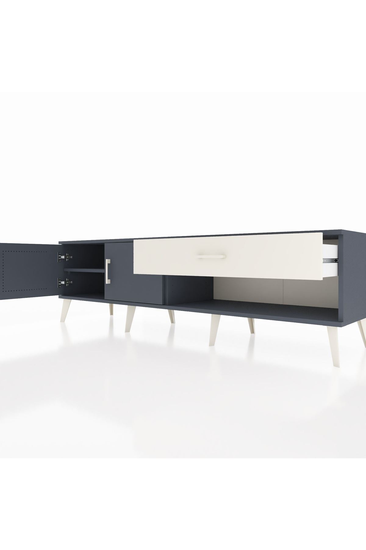 Hyperion TV Ünitesi Tek Raflı Tek Çekmeceli 2 Kapaklı 176x44x51 Antrasit-Antrasit/Aytaşı