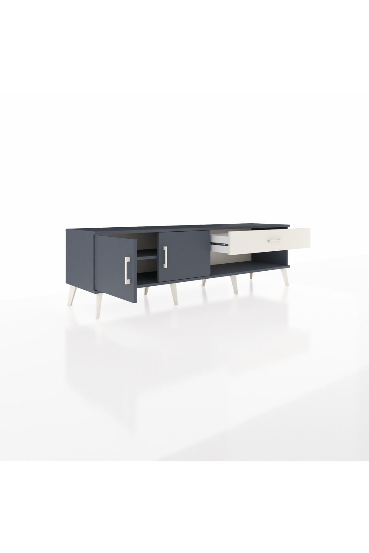 Hyperion TV Ünitesi Tek Raflı Tek Çekmeceli 2 Kapaklı 176x44x51 Antrasit-Antrasit/Aytaşı