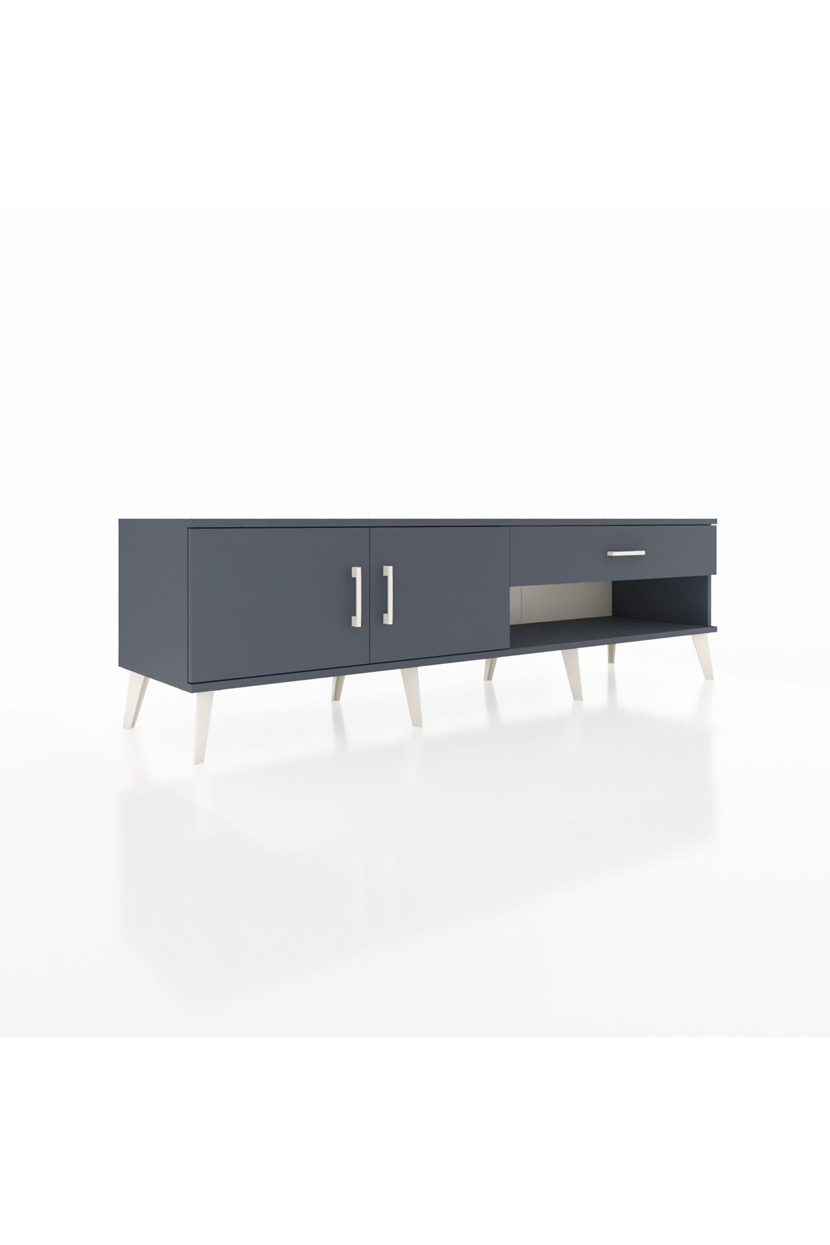 Hyperion TV Ünitesi Tek Raflı Tek Çekmeceli 2 Kapaklı 176x44x51 Antrasit-Antrasit/Antrasit